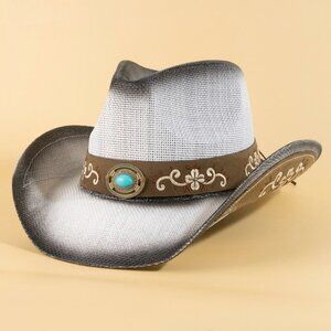 Hat Western Concho Flower Embroidered Cowboy IVORY